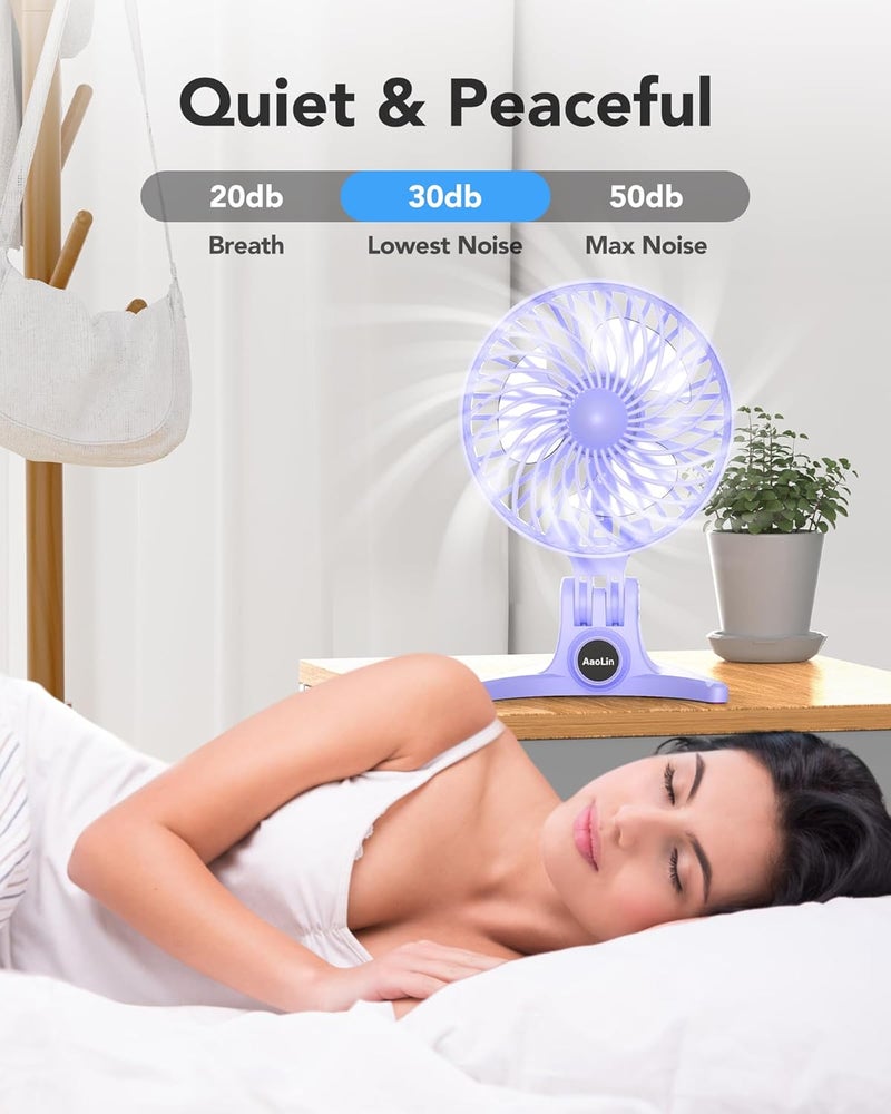 AaoLin USB Desk Fan, Small Fans with CVT Variable Speeds, Strong Cooling Airflow, Quiet Portable, Desktop Mini Personal Table Fan for Room, Home, Office, Bedroom, Purple - Image 3